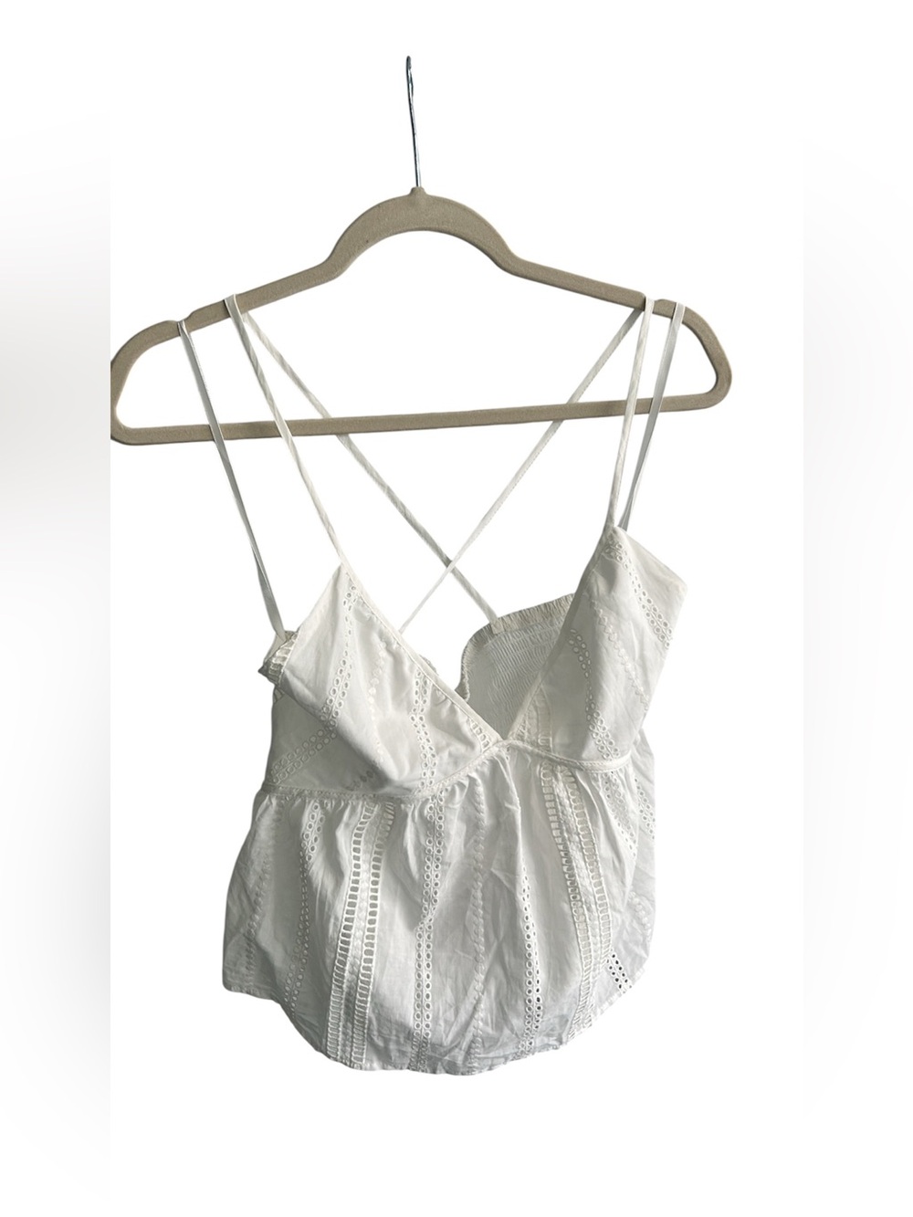 White Eyelet Lace Cami Tank Top
